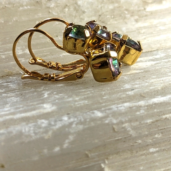 Natural Mystic Topaz with 7 TCW in 14K Gold Plated Earrings - Picture 2 of 5
